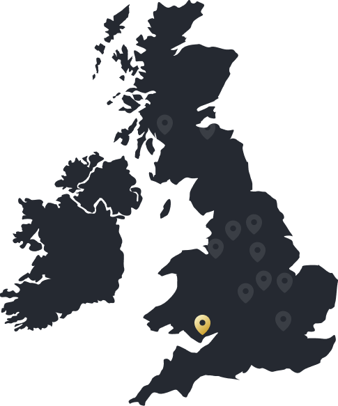 map of the UK, highlighting cardiff