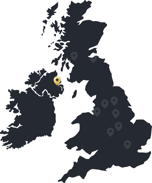 uk map, highlighting belfast
