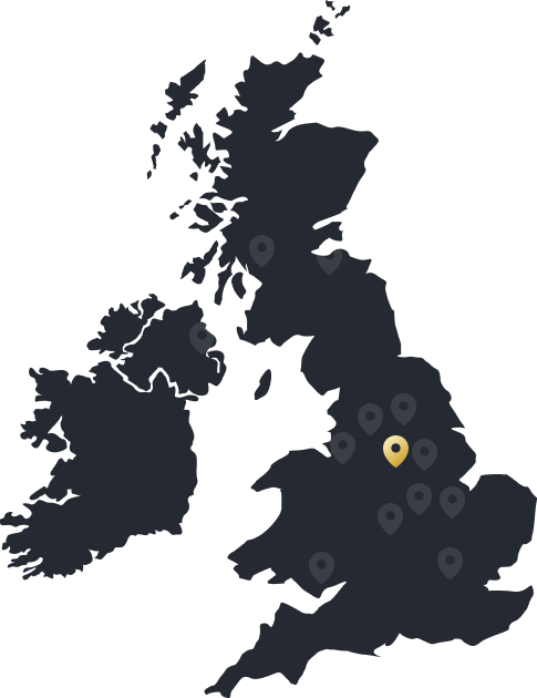 map of the uk with Sheffield pinned