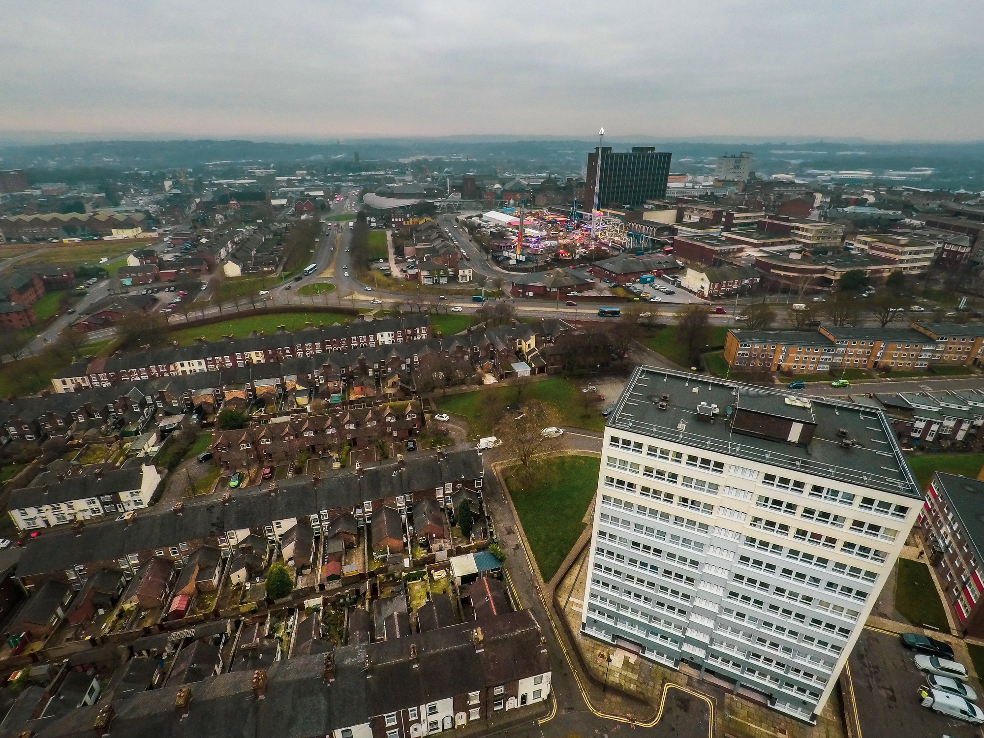 Aerial view of stoke on trent